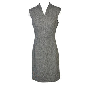 M.M. Lafleur Womens V-Neck Wool Blend Dress Size 2 Modest Minimalist Business